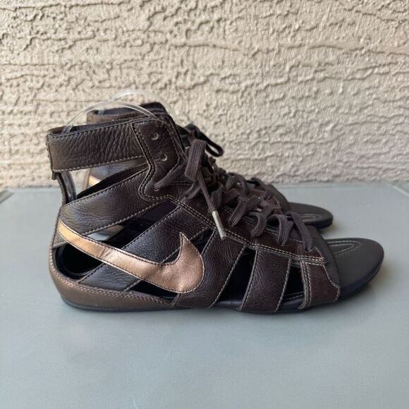 RARE 2009 Nike Lace Up Gladiator Sandals Womens Size 8 Brown Bronze 378502 - Picture 1 of 15